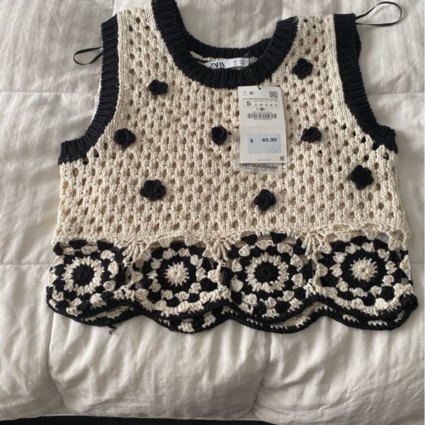 Zara Tops | Selling A Beautiful Crocheted Sara Top Ready For Your Next Coachella Concert | Color: Black/Tan | Size: S