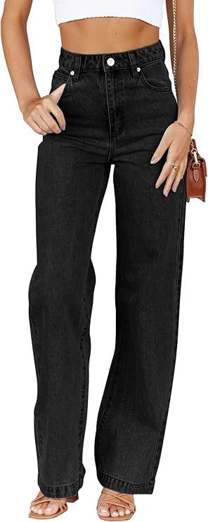 Women's High Waisted Jeans Boyfriend Baggy Straight Wide Leg Microelastic Trendy Casual Denim Pants