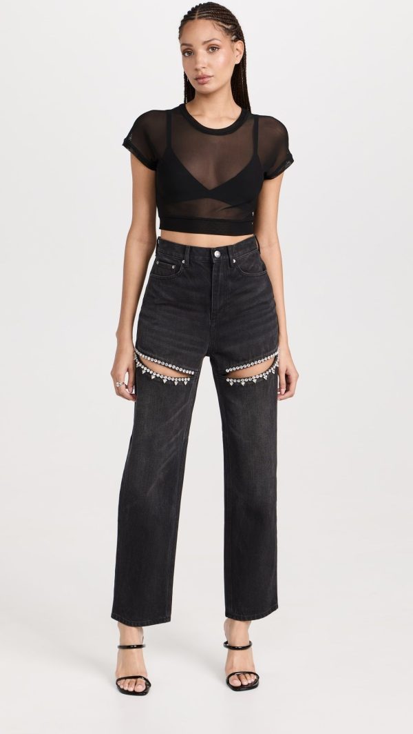 AREA Crystal Slit Jeans | Shopbop
