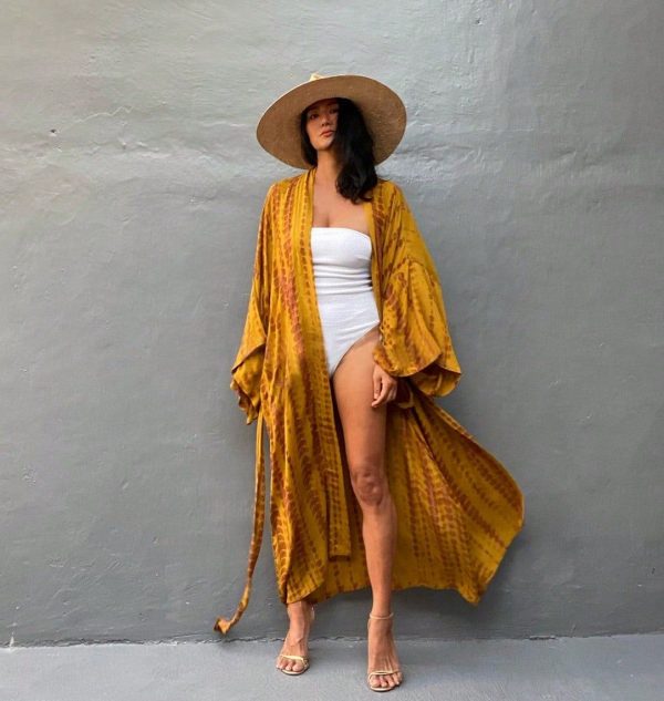 Plus Size Boho Chic Kimono Cover Up - Lightweight & Flowy Tie Dye Beachwear - Stylish Open Front For Women