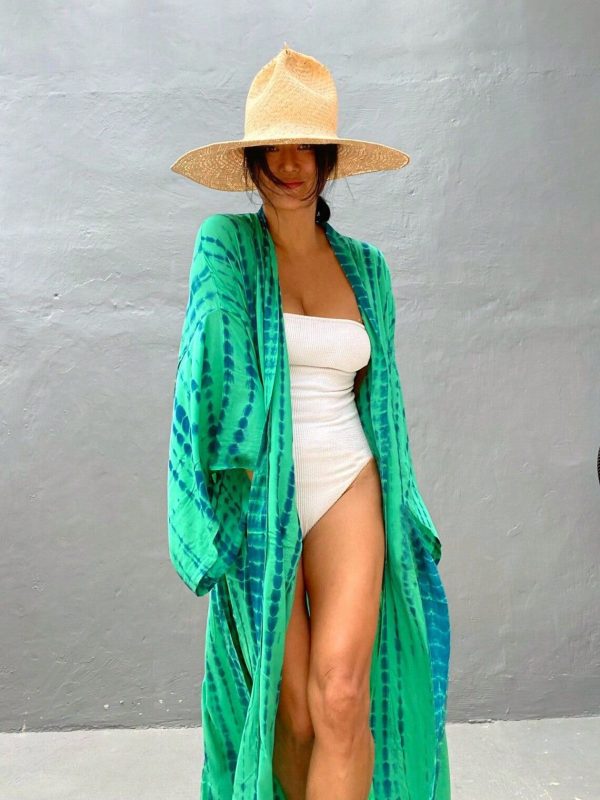 Plus Size Boho Chic Kimono Cover Up - Lightweight & Flowy Tie Dye Beachwear - Stylish Open Front For Women