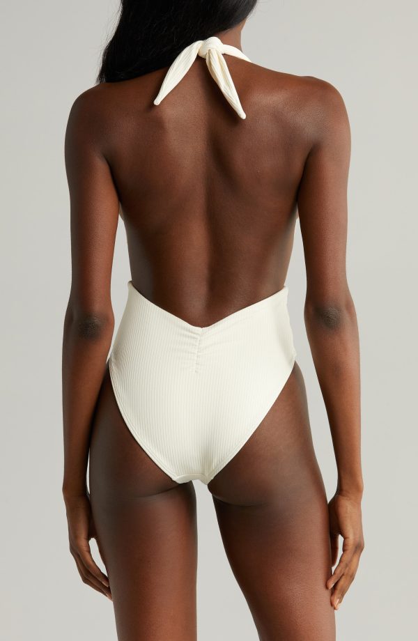 MONTCE Tropez Rib Tie Waist One-Piece Swimsuit in Cream Rib at Nordstrom, Size Small