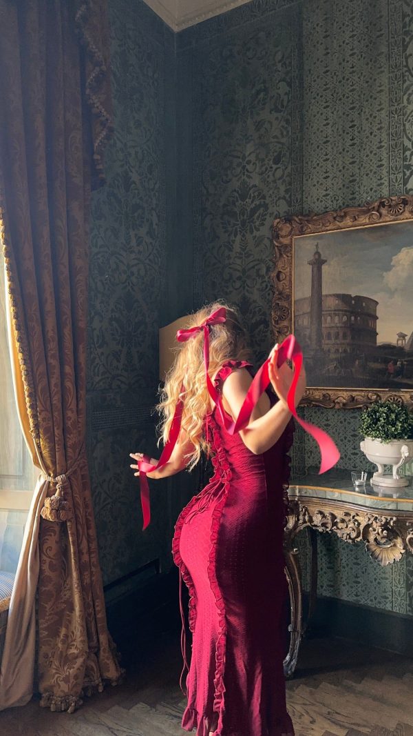 Wild Rose & Sparrow The Desirée Dress in Medici Red