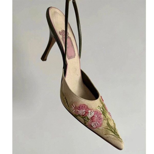 High Heels Shallow Women Sandals Flower Summer Women Pumps Shoes Dress Party