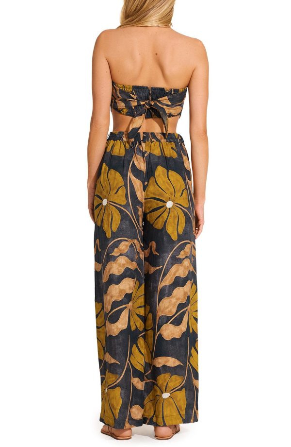 Vitamin A® Joni Scarf Strapless Crop Top in Dark Black at Nordstrom, Size Small