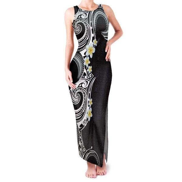 Aloha Polynesian Plumeria Flower Family Matching Tank Maxi Dress and Hawaiian Shirt Black White Color LT03 - Dad's Shirt - Short Sleeve / 5XL / Black