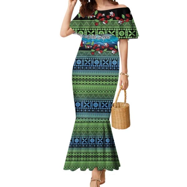 Personalised Fiji Viti Levu Mermaid Dress Tagimoucia and Tapa Tribal Pattern LT9 - Women / XL / Blue