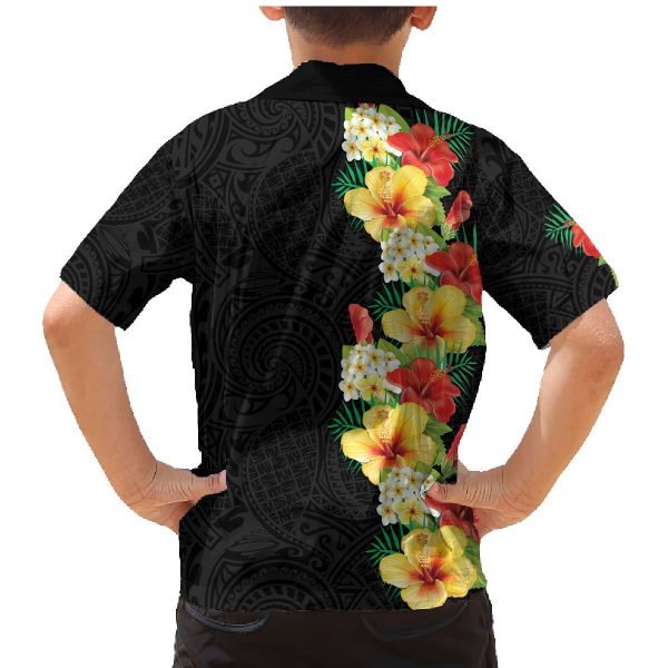 Hawaii Tropical Flowers Tribal Pattern Family Matching Mermaid Dress and Hawaiian Shirt No2 LT9 - Dad's Shirt - Long Sleeve / 6XL / Black