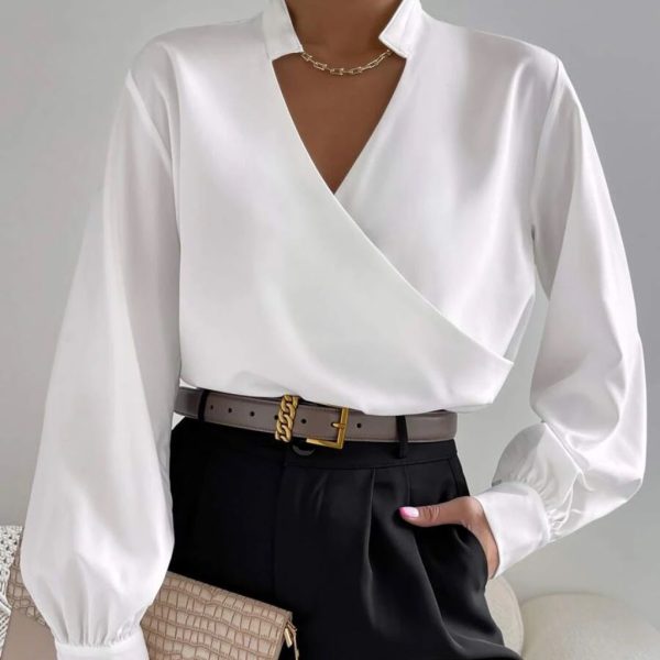Bellanblue Tops | Luxe Surplice Semi Sheer Blouse | Color: White | Size: Various