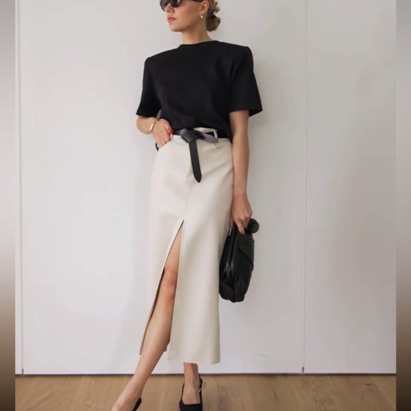 Revolve Skirts | Vegan Leather Skirt | Color: Cream | Size: S