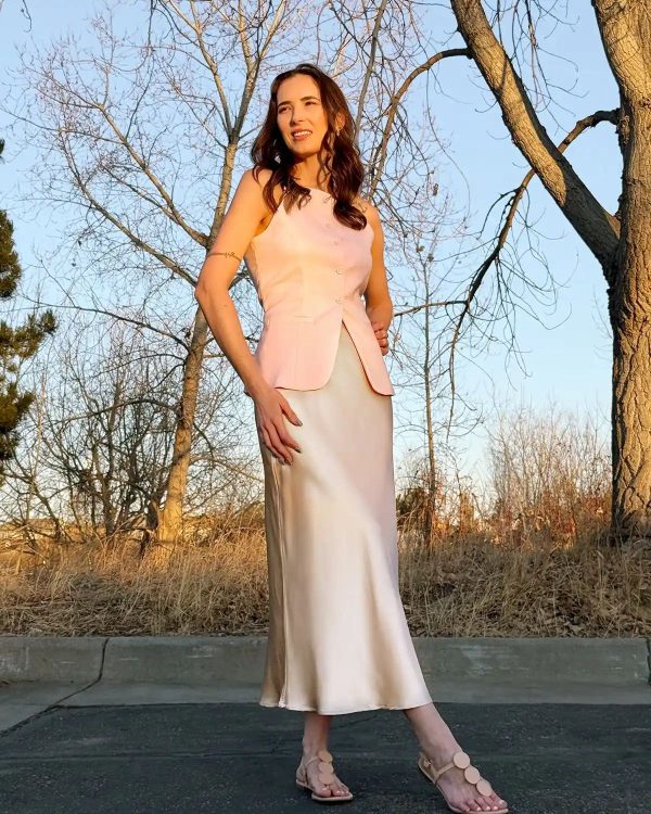 22 Momme Silk Maxi Skirt - Champagne / M