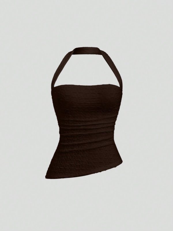 Women's Plain Halter Neck Simple Camisole, Casual For Daily Wear Y2K Outfit
