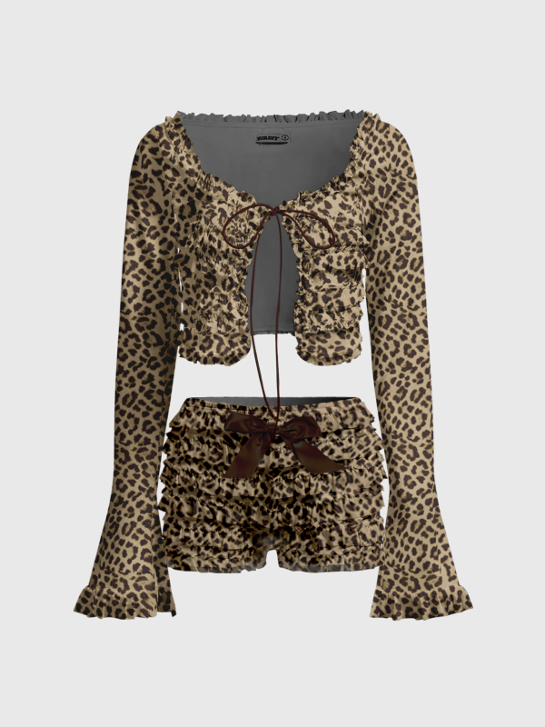 Girly Leopard Two-Piece Set Two-Piece Sets